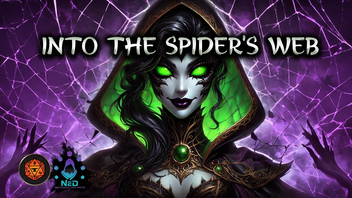 Into the Spider's Web D&D campaign banner - Fantasy Lair homebrew adventure